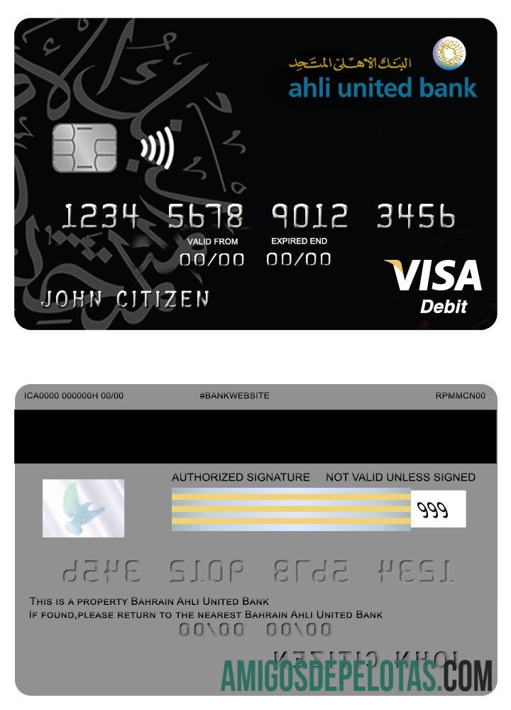 Cartão Visa Bahrain Ahli United Bank exemplo